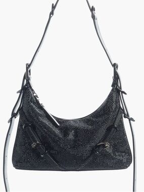 Givenchy Mini Voyou Crystal Embellished Satin Hobo In Black